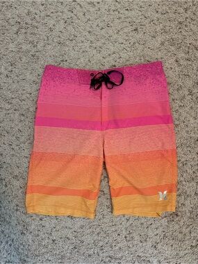 Hurley Phantom Mens Board Shorts Size 29 Surf Swim Trunks Retro Orange Stripes